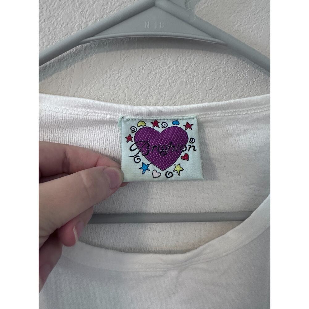Vintage Brighton Holiday quilt snow Christmas white short sleeve t-shirt size XL - Picture 3 of 6